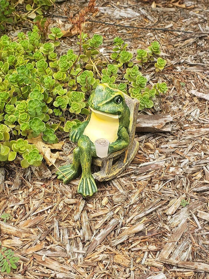 Leuchtender Gartenfrosch Dekofigur