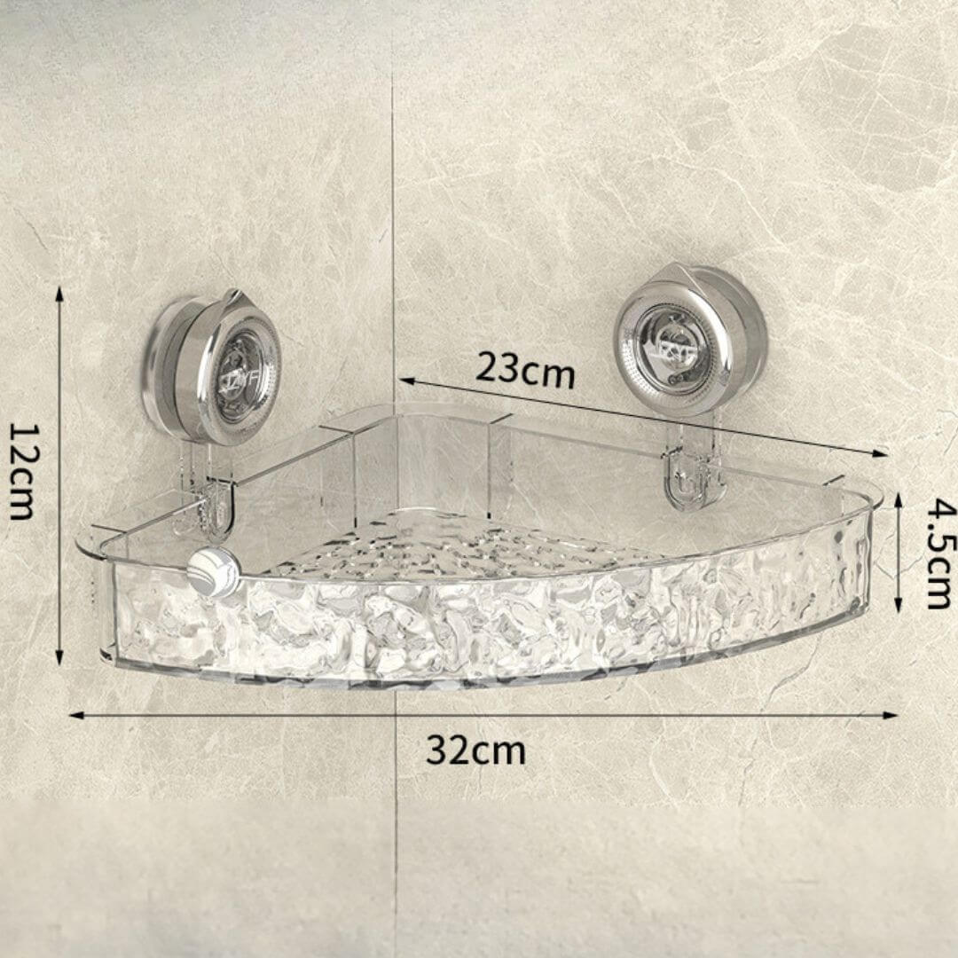 Étagère d'angle de salle de bain à ventouse - étagère gain de place