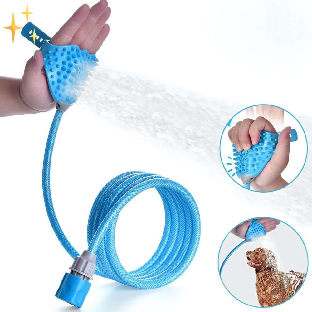 Gant de lavage pour chien avec brosse 2 en 1