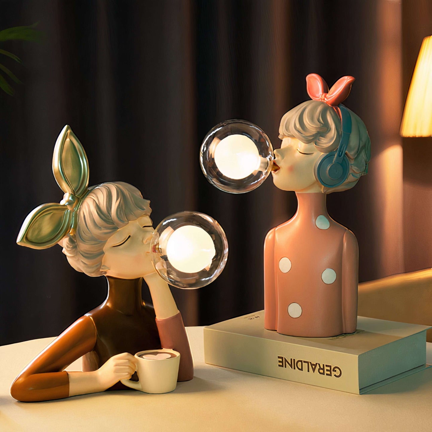 Lampe de table LED décorative en résine