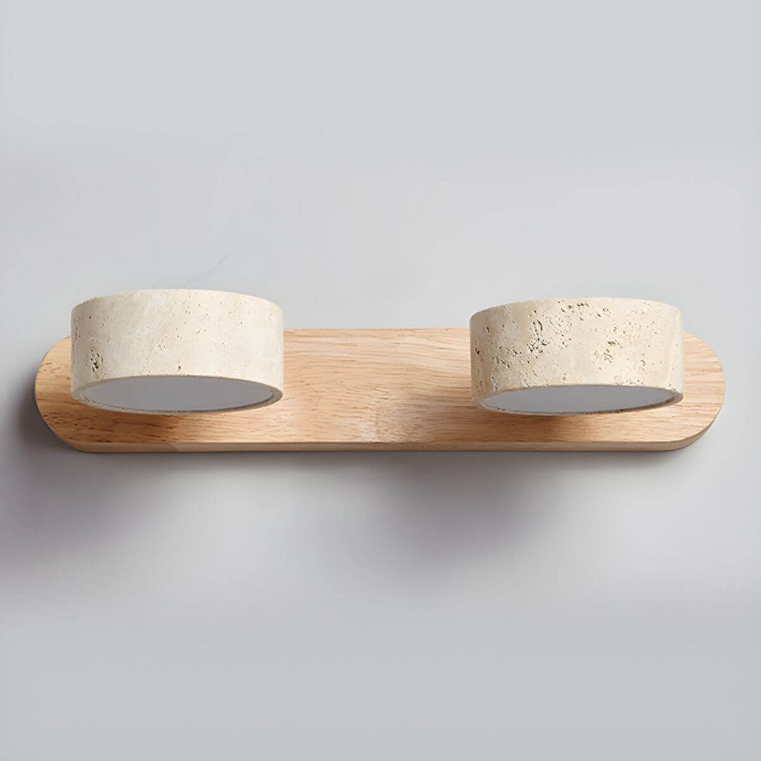 Doppelte Wandleuchte aus Travertin