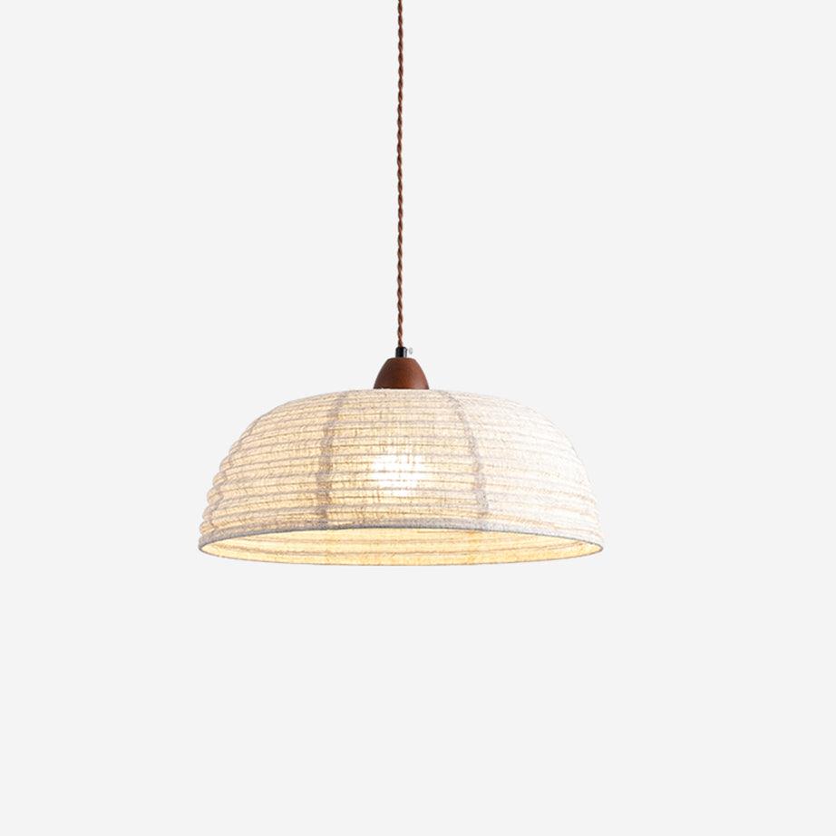 Lampe à suspension en bois et tissu