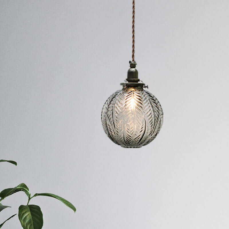 Vintage Kugel-Pendelleuchte Glas