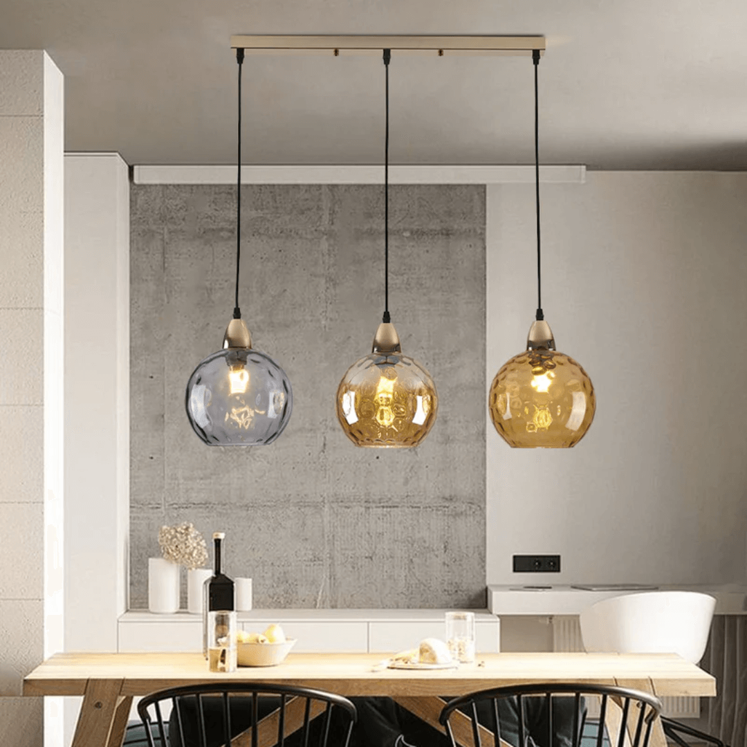 Suspension moderne à 3 groupes en verre