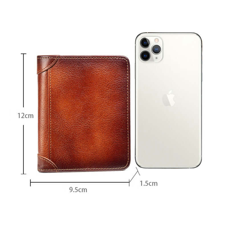 Portefeuille RFID en cuir véritable
