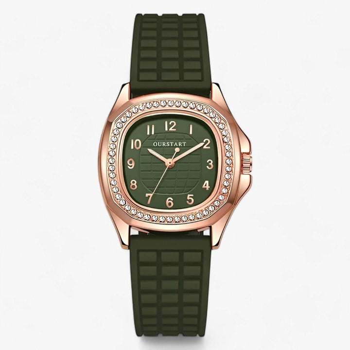 Montre de luxe pour femme avec diamants - bracelet en silicone