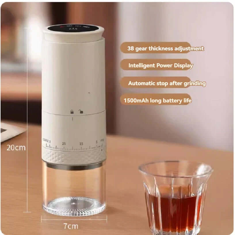Moulin à café électrique portable, 38 niveaux, USB-C