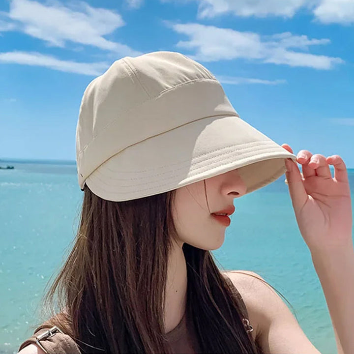 "Damen UV-Schutz-Hut mit breiter Krempe, faltbar, in Schwarz, Beige, Khaki oder Blau für Outdoor-Aktivitäten."