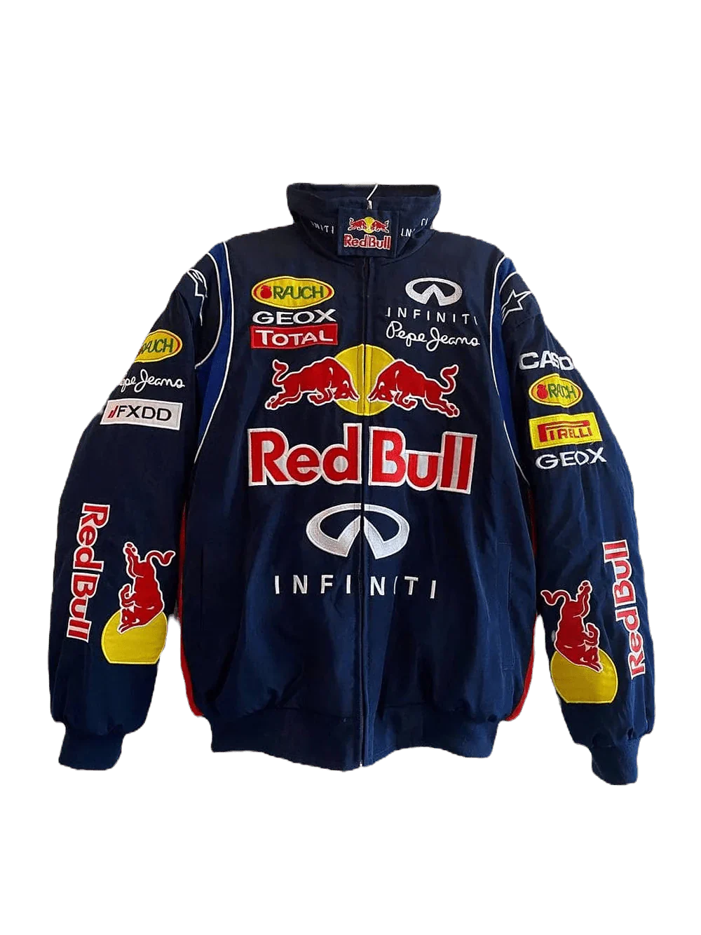 "Damenjacke mit sportlichem Red Bull-Design, elegant und wetterbeständig, in Größen S-XL, vorderansicht"