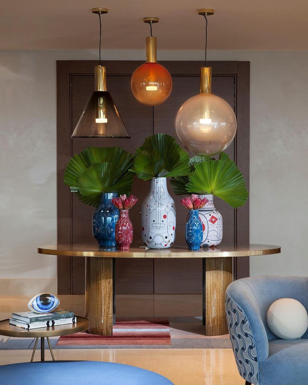 Suspension élégante en verre et métal