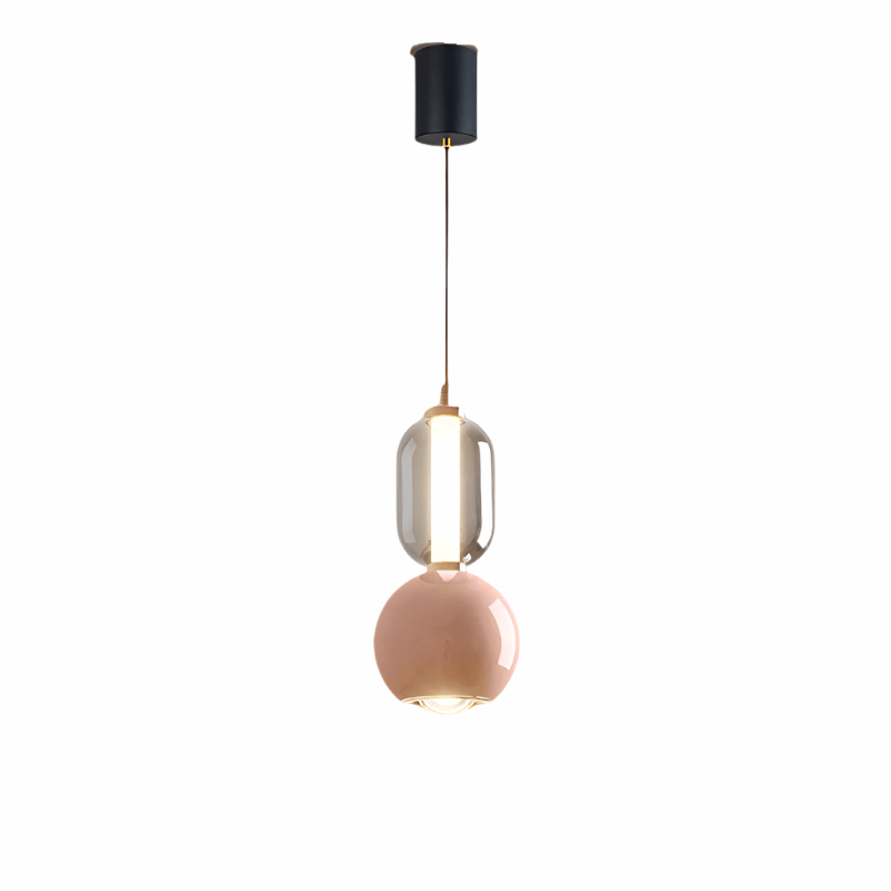 Suspension design scandinave en verre et fer