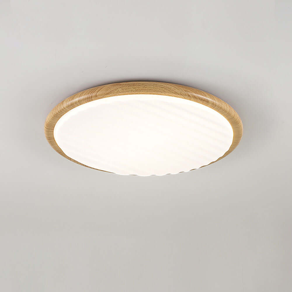 Plafonnier LED aspect bois pour chambre à coucher