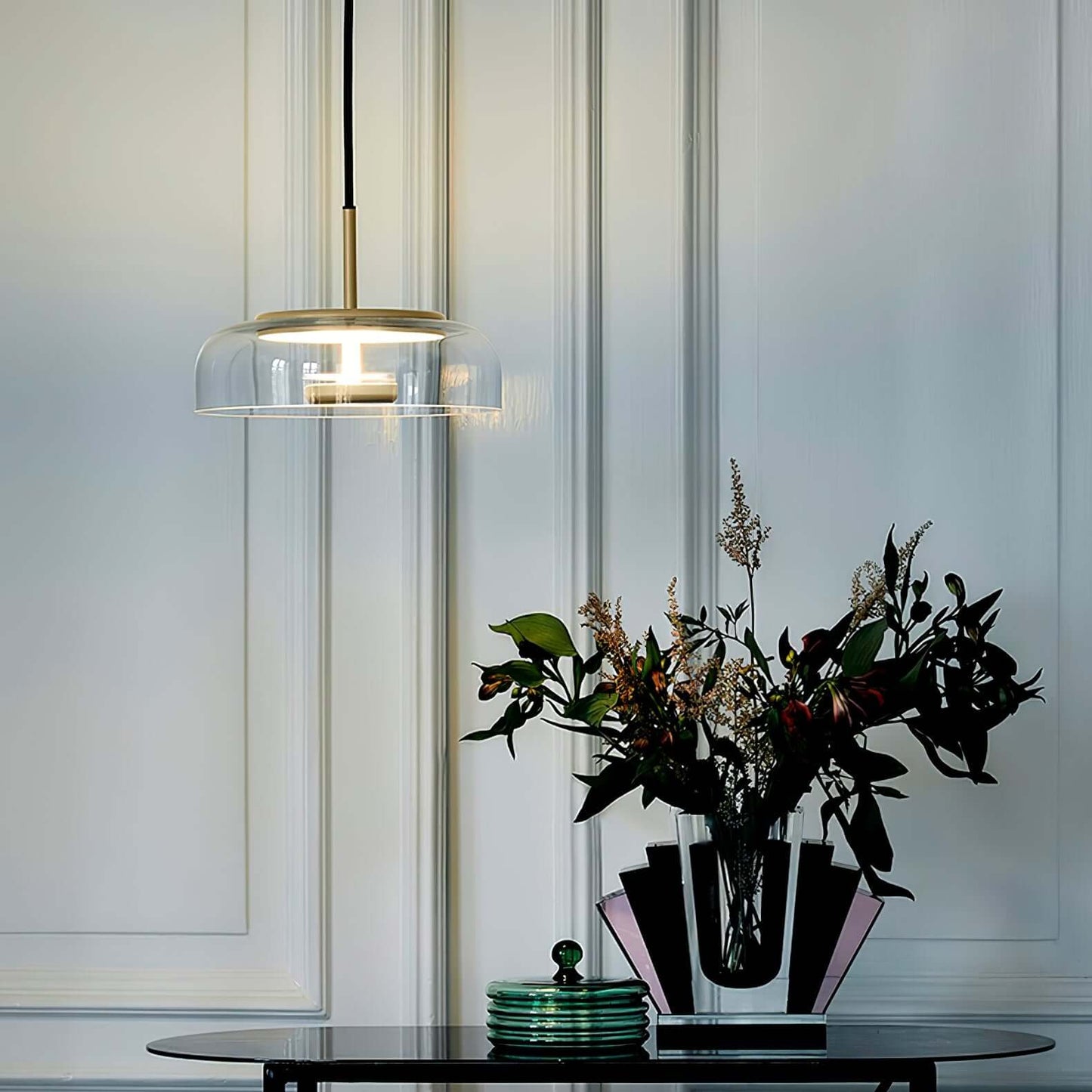 Moderne Pendelleuchte - Messing & Glas