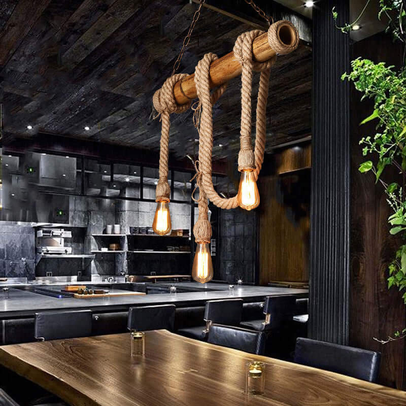 Suspension réglable en bambou - design corde