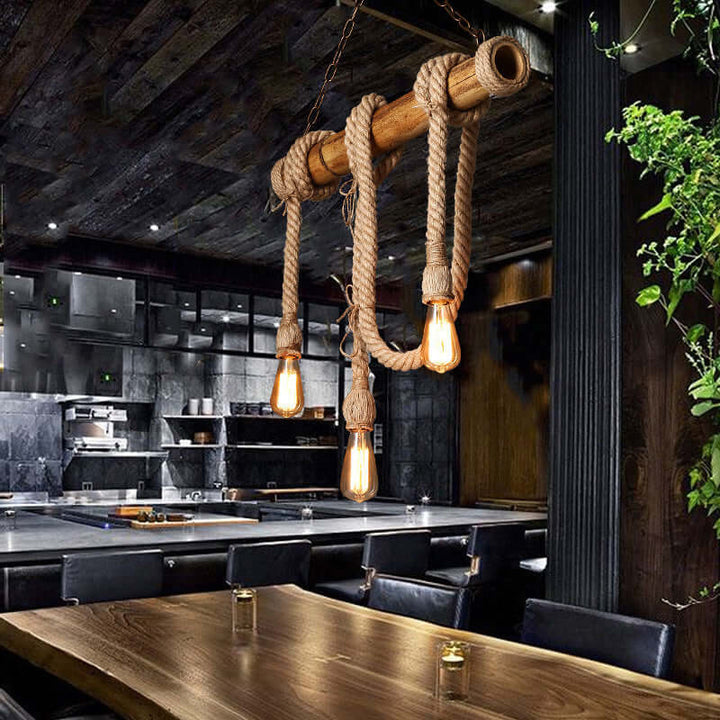 Suspension réglable en bambou - design corde