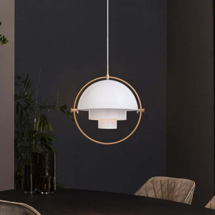 Lampe suspendue rotative multicouche en métal
