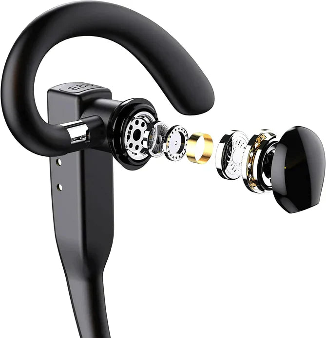 "Drahtloses Bluetooth 5.1 Headset, schwarz, Dual Mic, geräuschunterdrückend, ergonomisch, modernes Design, Technik-Gadget"