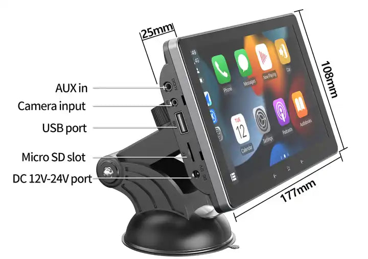 "Drahtloses CarPlay™ System mit Rückfahrkamera, modernem Design im Auto, für Sicherheit und einfache Smartphone-Integration."