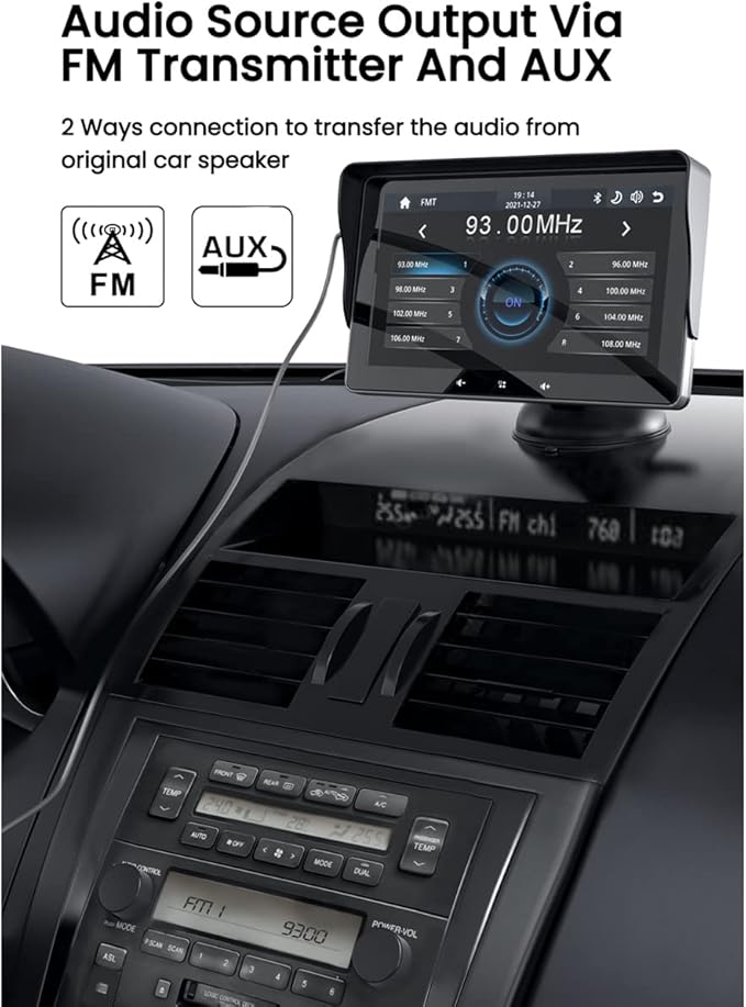 "Drahtloses CarPlay™ System mit Rückfahrkamera, modernem Design im Auto, für Sicherheit und einfache Smartphone-Integration."