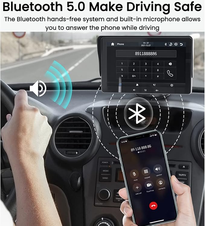 "Drahtloses CarPlay™ System mit Rückfahrkamera, modernem Design im Auto, für Sicherheit und einfache Smartphone-Integration."