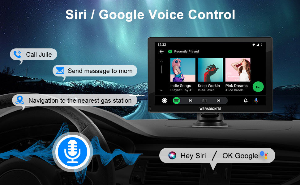 "Drahtloses CarPlay™ System mit Rückfahrkamera, modernem Design im Auto, für Sicherheit und einfache Smartphone-Integration."