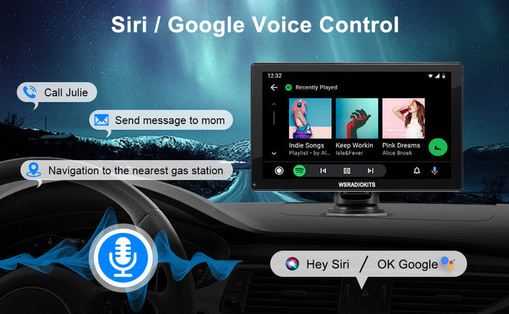 "Drahtloses CarPlay™ System mit Rückfahrkamera, modernem Design im Auto, für Sicherheit und einfache Smartphone-Integration."