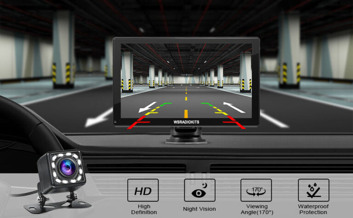 "Drahtloses CarPlay™ System mit Rückfahrkamera, modernem Design im Auto, für Sicherheit und einfache Smartphone-Integration."