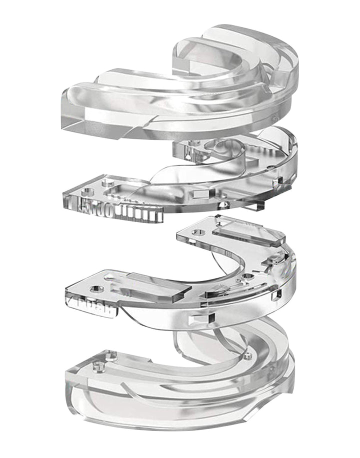 Durchsichtige Anti-Schnarch-Schiene Seitenansicht, optimiert für besseren Schlaf und weniger Schnarchen, ergonomische Passfor