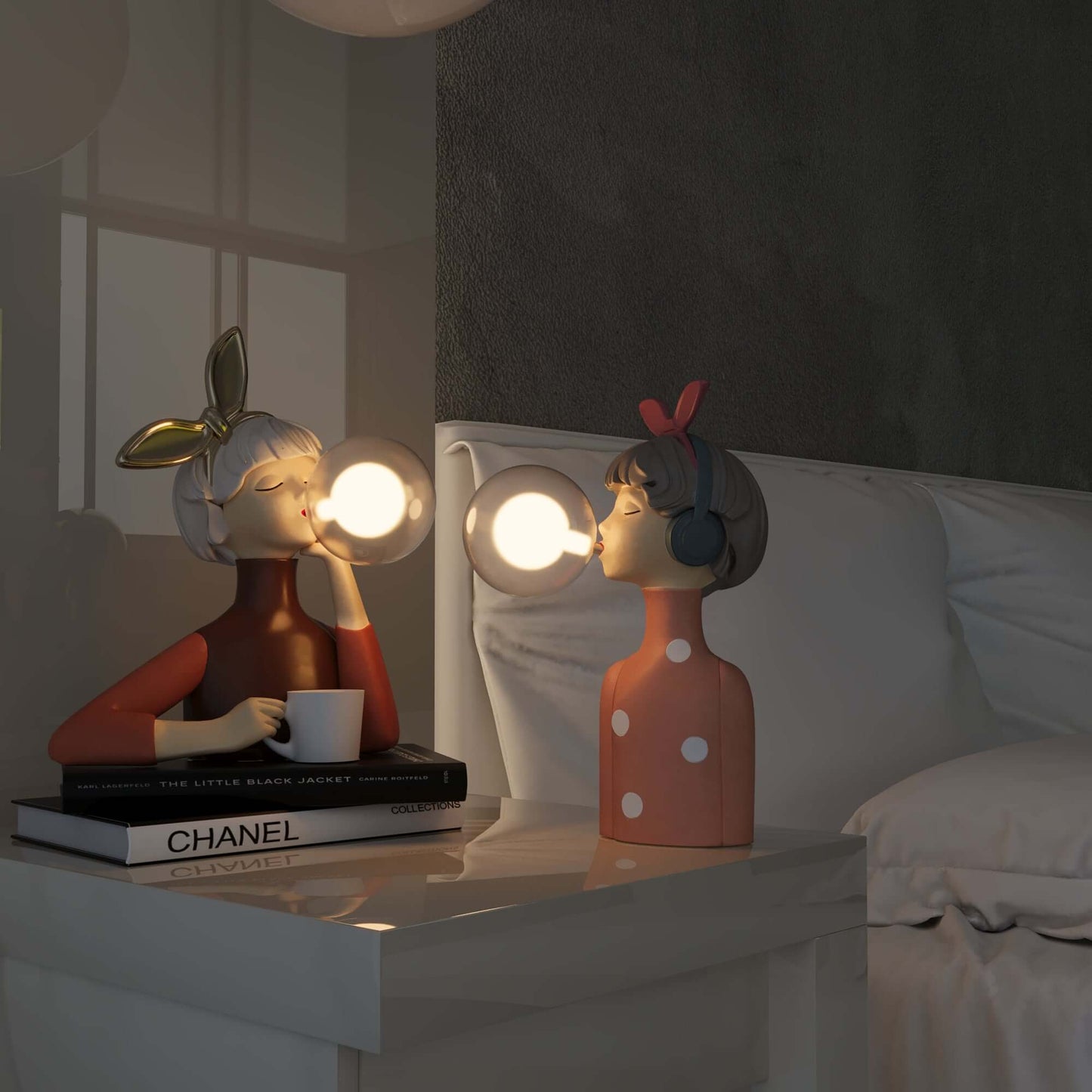 Lampe de table LED décorative en résine