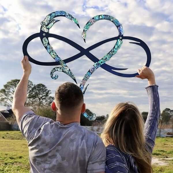 Unendlichkeitsherz Wanddeko - Eisen, Perlmutt