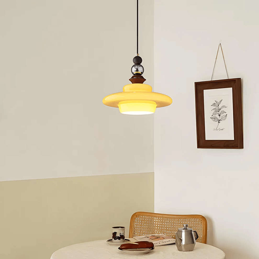 Elegante Beige Glas Hängeleuchte