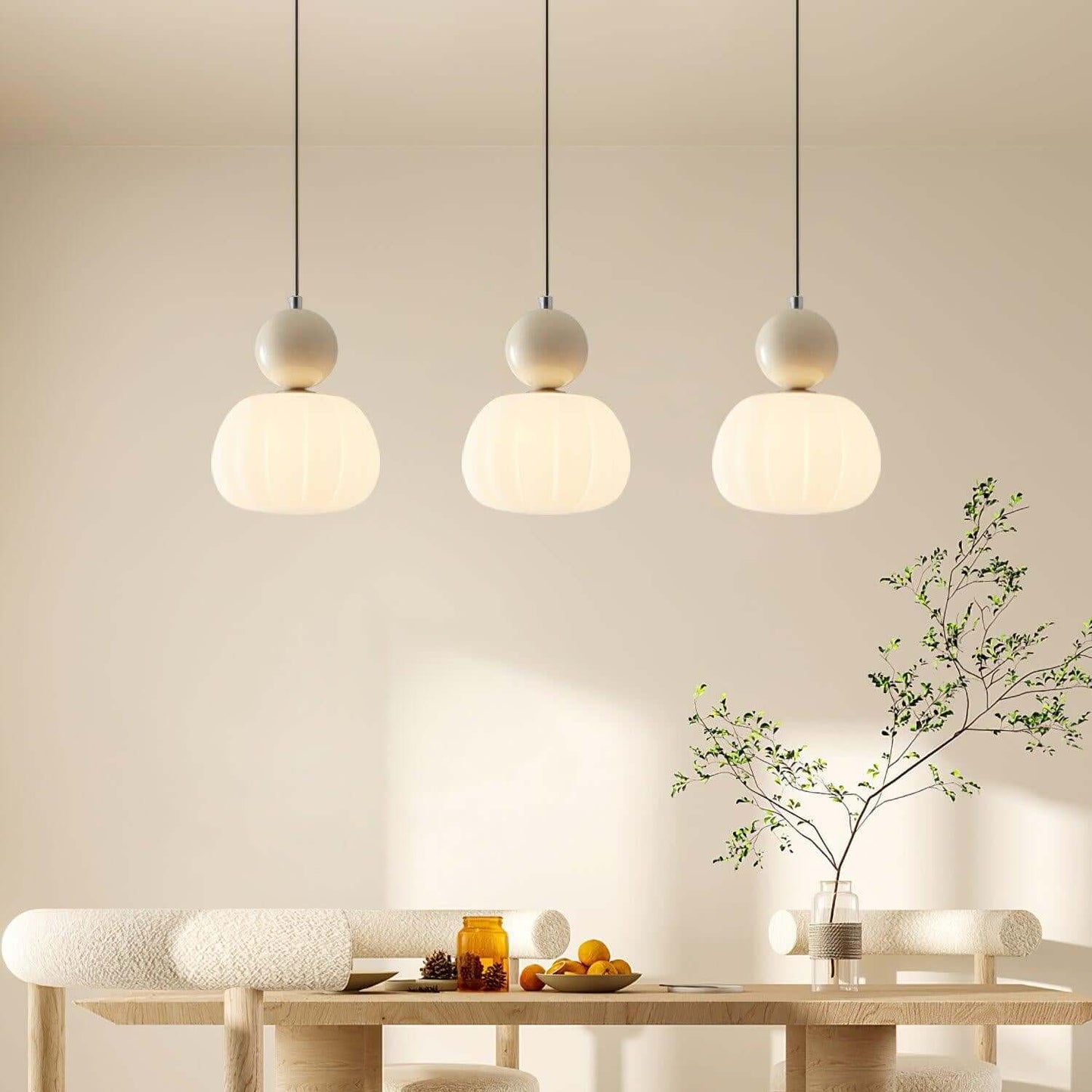 Elegante Kürbis Pendelleuchte, 14cm
