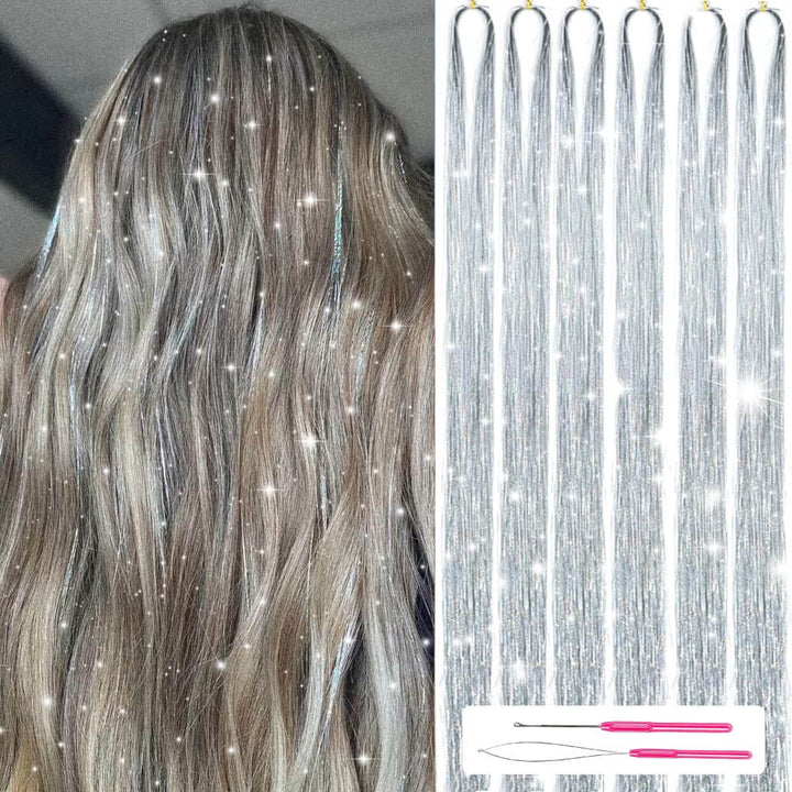 Glitzer Haar-Tinsel Set - Funkelnde Strähnen