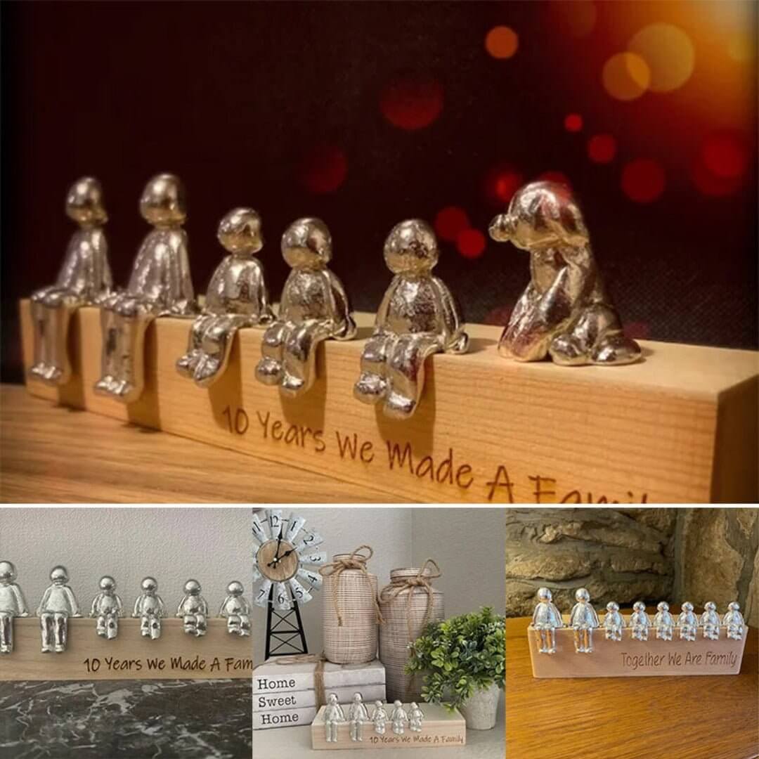 Familienskulptur Einheit Silber