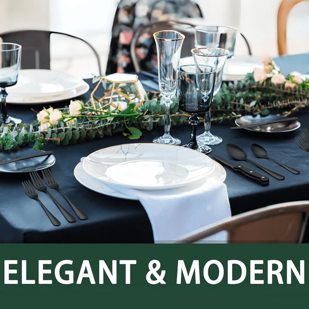 Ménagère 24 pièces en acier inoxydable - noir