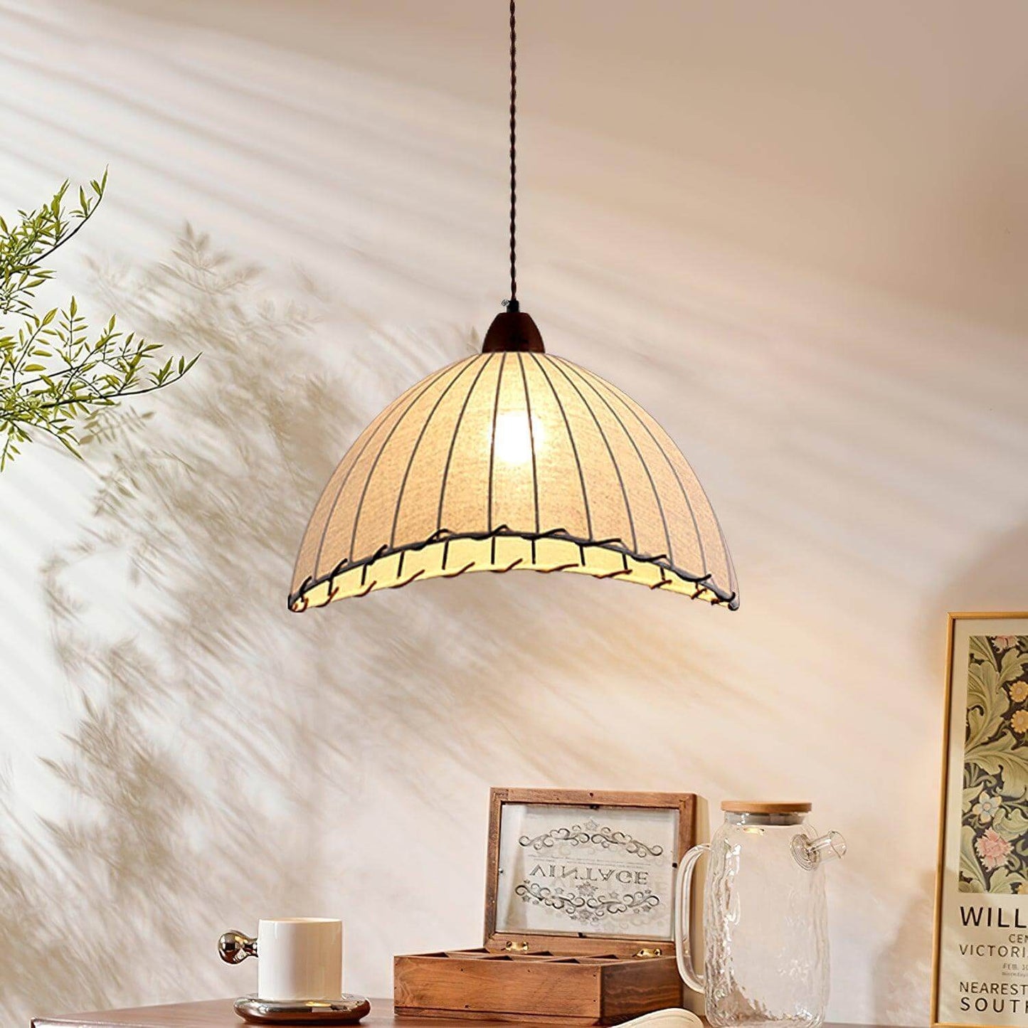 Holz & Stoff Hängeleuchte