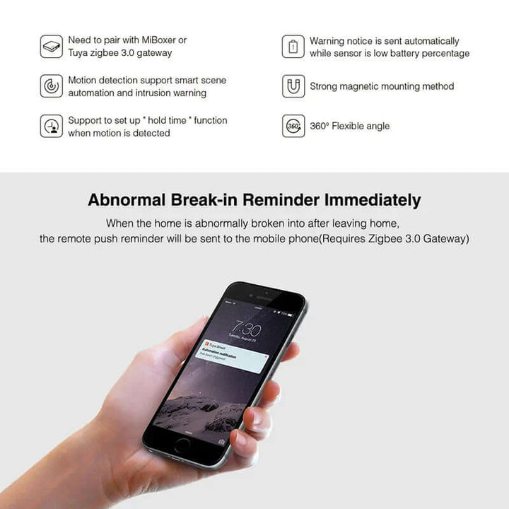 Détecteur de mouvement intelligent Zigbee avec contrôle par application