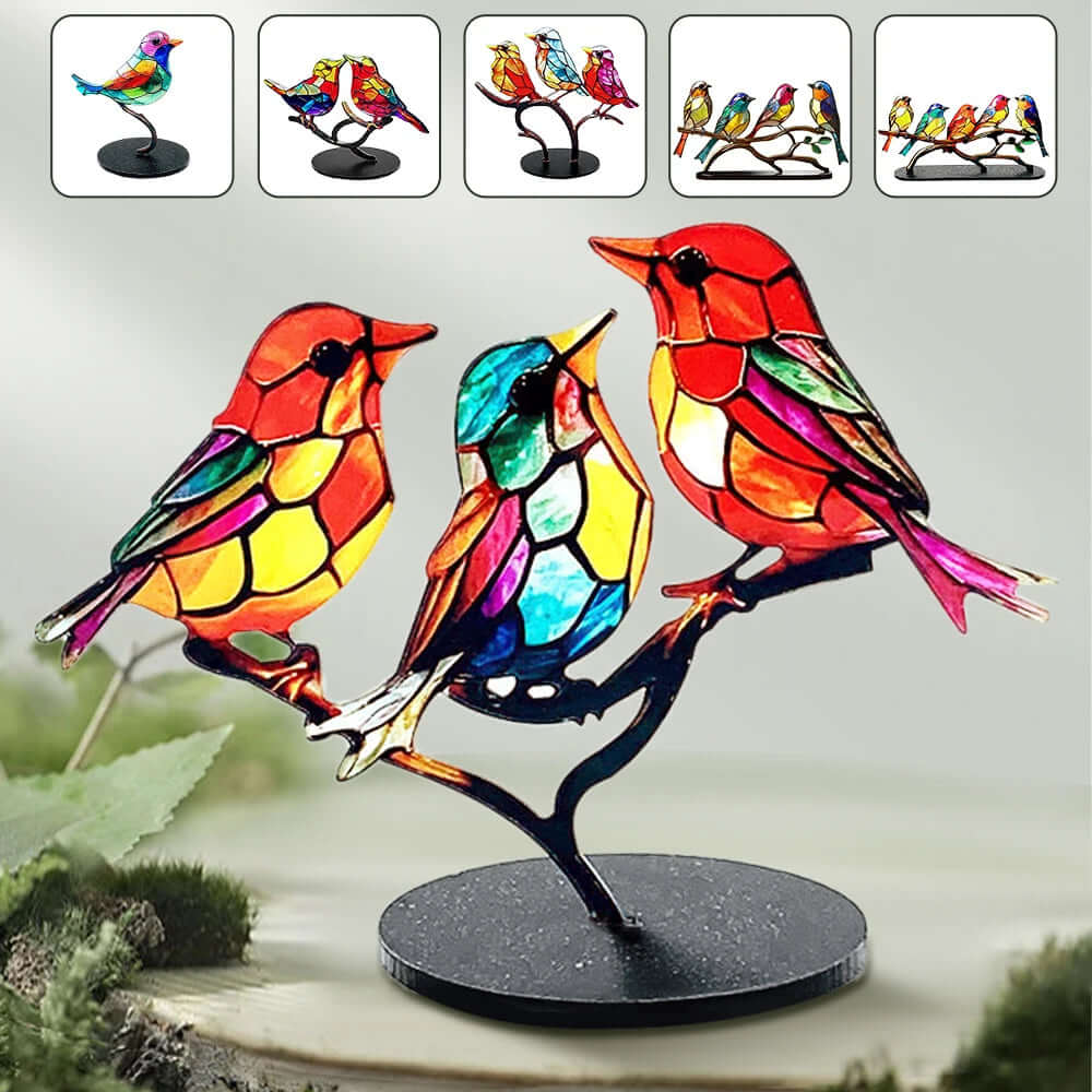 Statue d'oiseau en vitrail - Figurines d'oiseaux décoratives