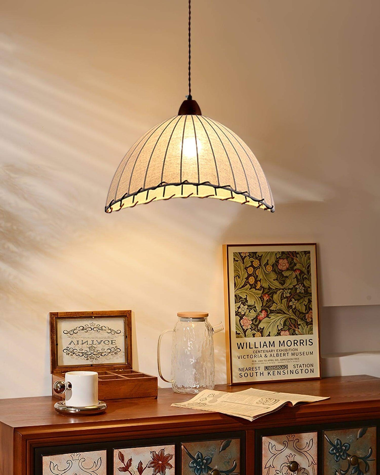 Holz & Stoff Hängeleuchte