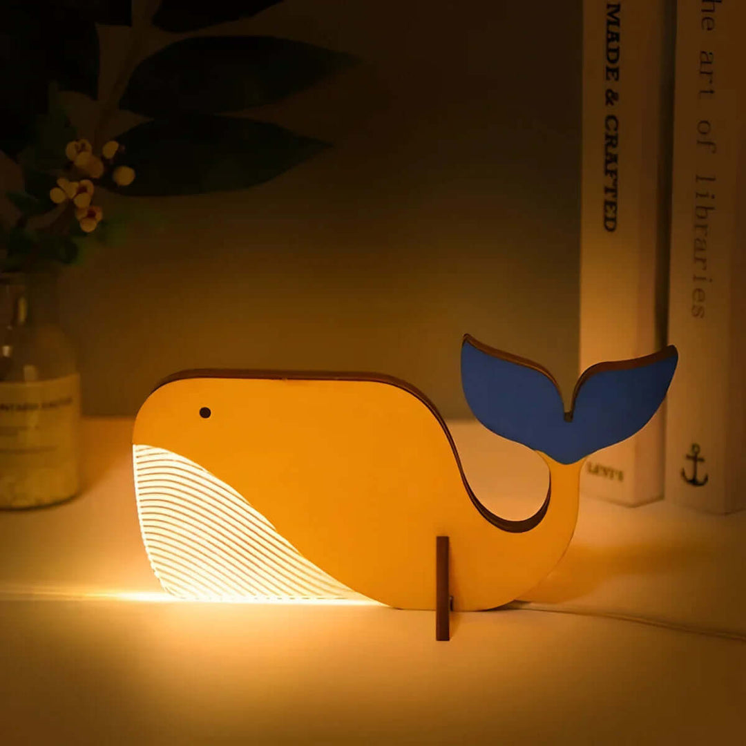 Lampe de chevet enfant lampe décorative en bois LED motif animal