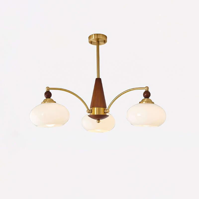 Lustre rétro en bois et laiton