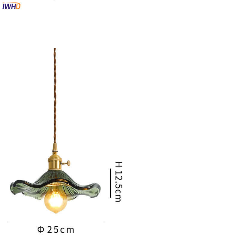 Suspension LED, vitrail et cuivre - Design moderne