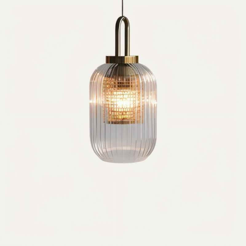 Moderne Pendelleuchte mit Gestreiftem Glasdesign