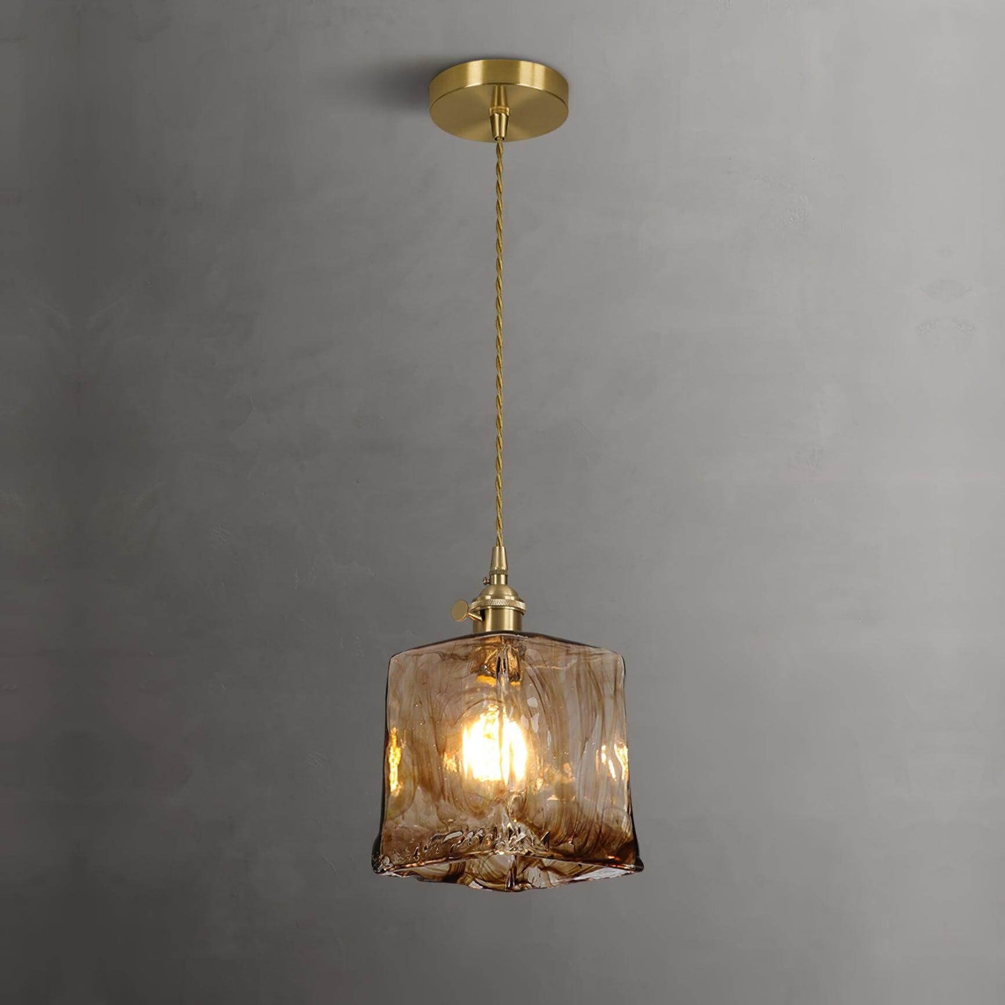 Suspension vintage en verre marron clair