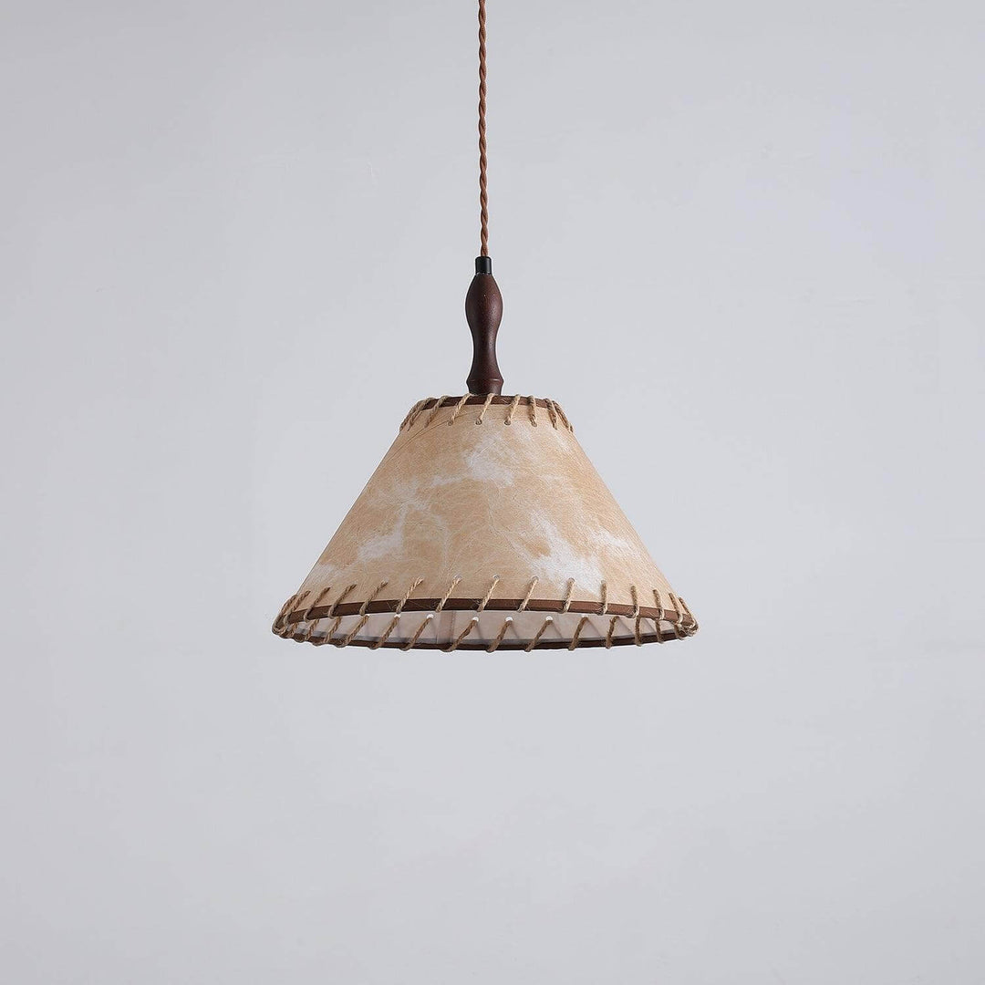 Lampe à suspension en bois et tissu
