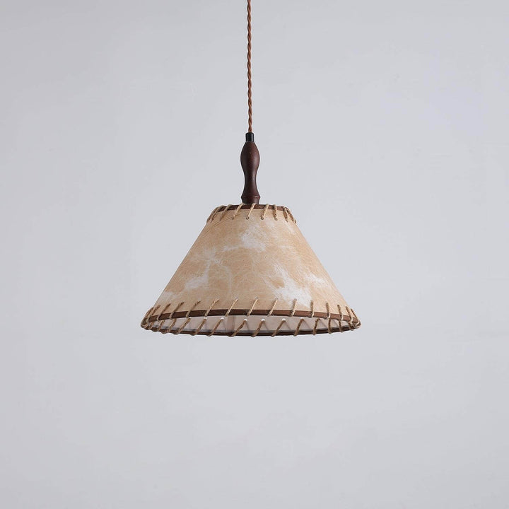 Lampe à suspension en bois et tissu