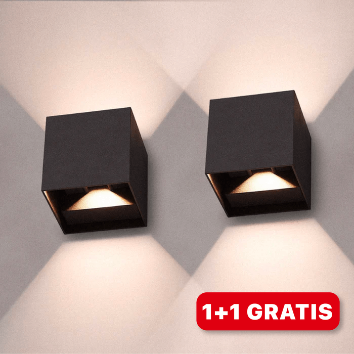 LED Kubus Wandleuchte, kabellos & dimmbar