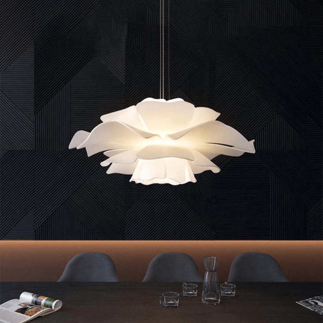 Lampe suspendue moderne fleur en métal blanc