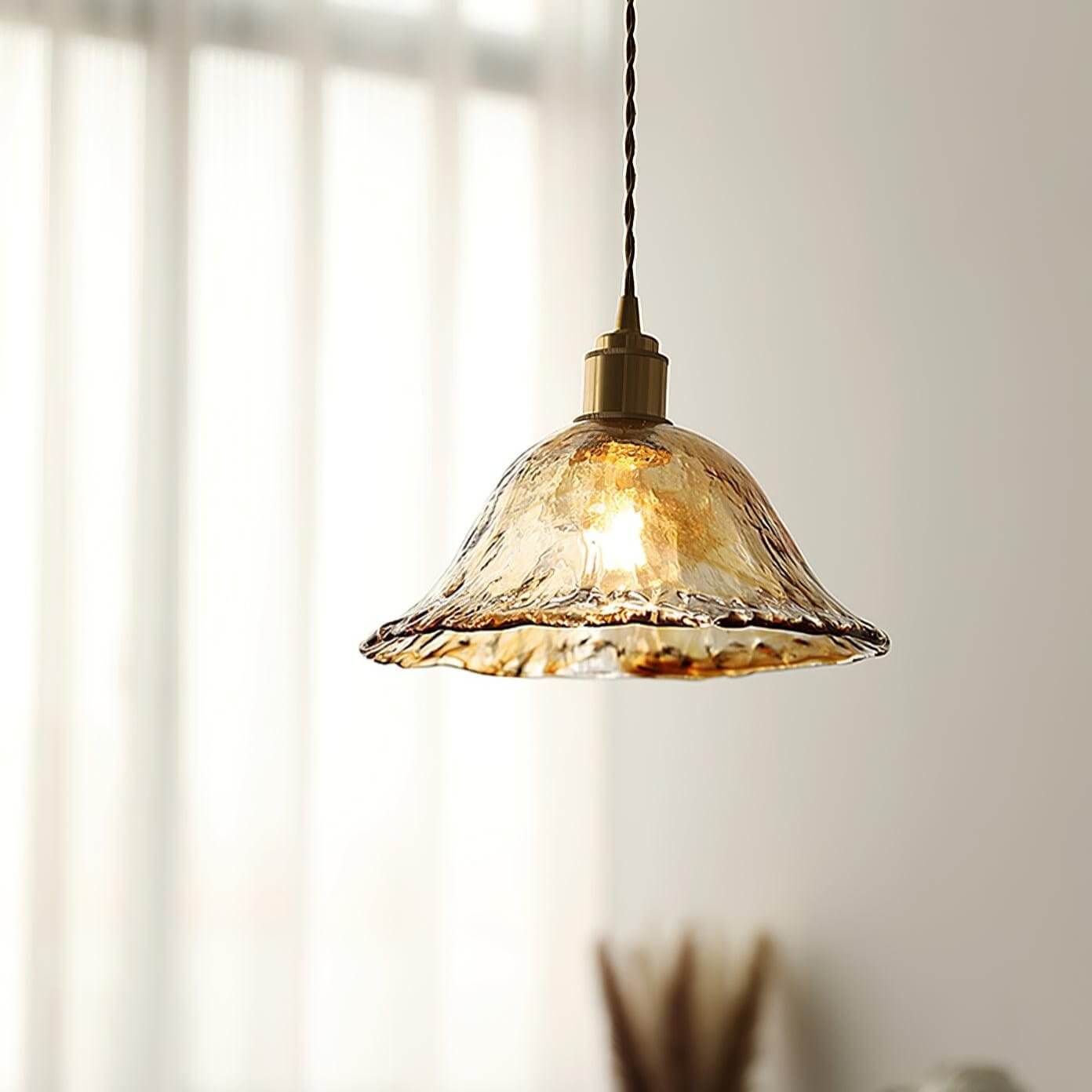 Suspension vintage en verre marron clair