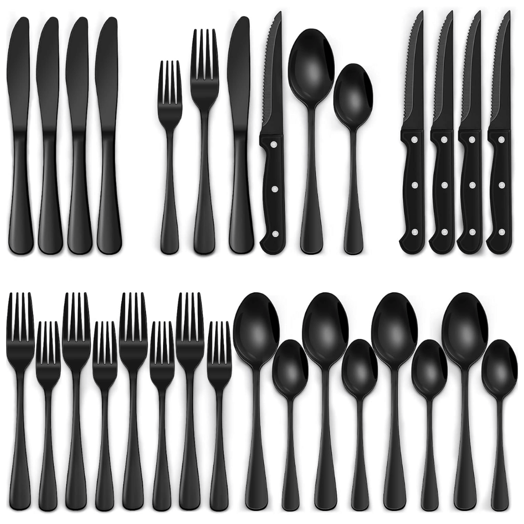 24-teiliges Edelstahlbesteck Set - Schwarz